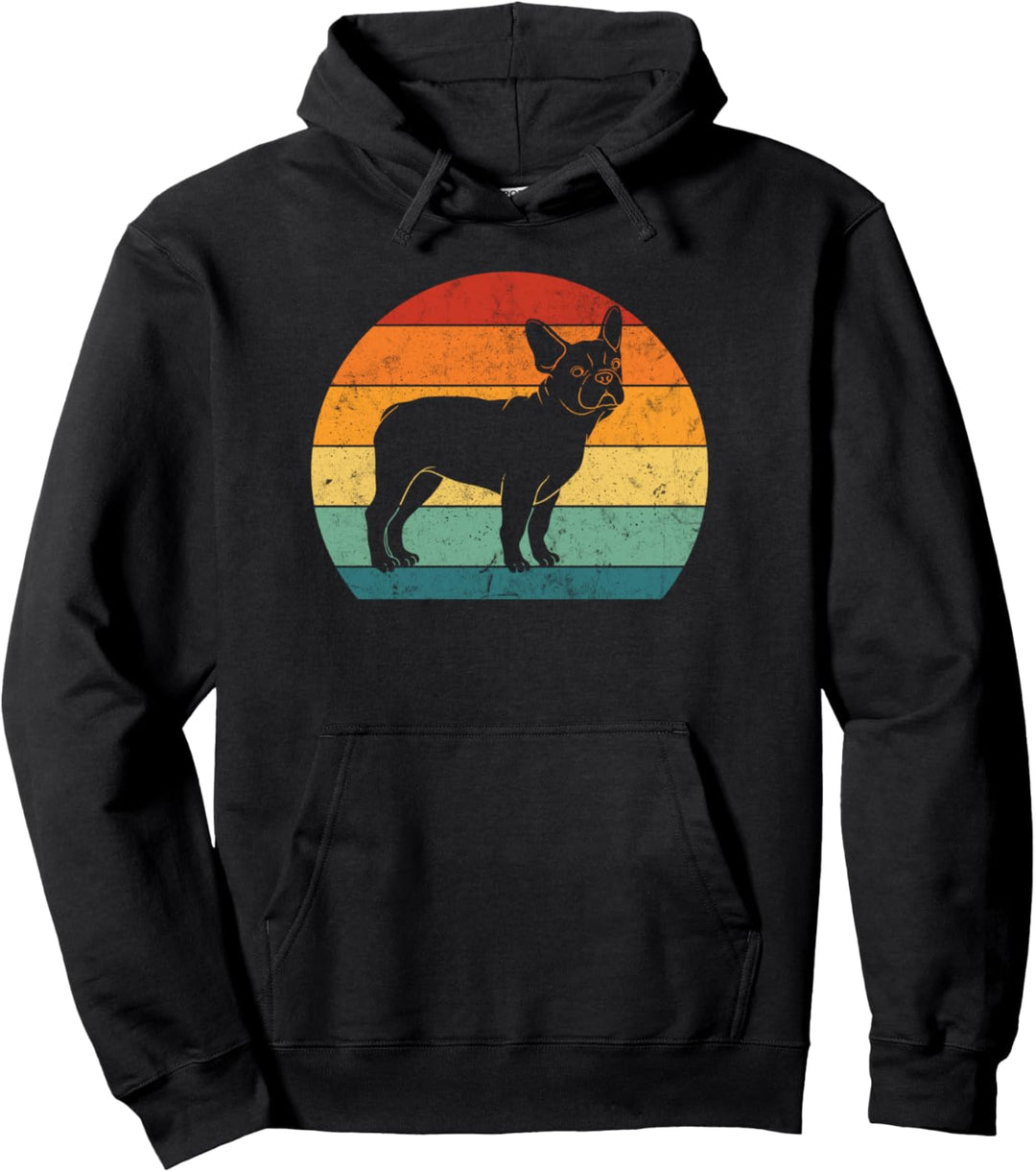 French Bulldog Retro Vintage 60s 70s Funny Frenchie Loves Pullover Hoodie