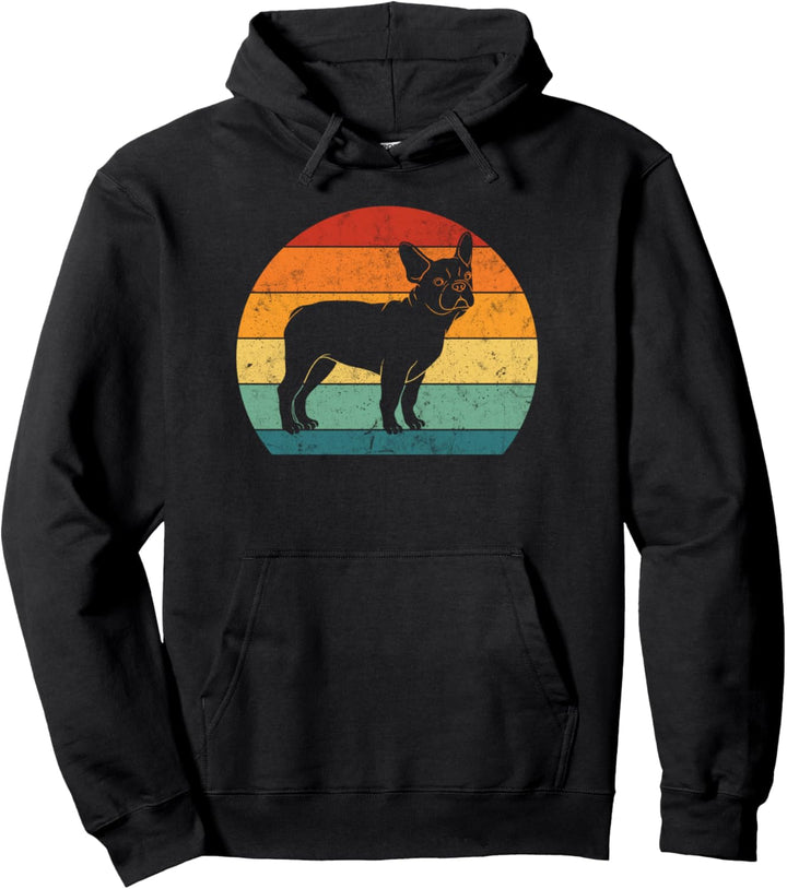 French Bulldog Retro Vintage 60s 70s Funny Frenchie Loves Pullover Hoodie