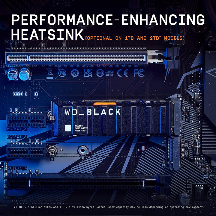 WD_BLACK SN850X NVMe SSD mit Heatsink 1 TB interne SSD (Gaming Speicher, PCIe Gen4-Technologie, Lese