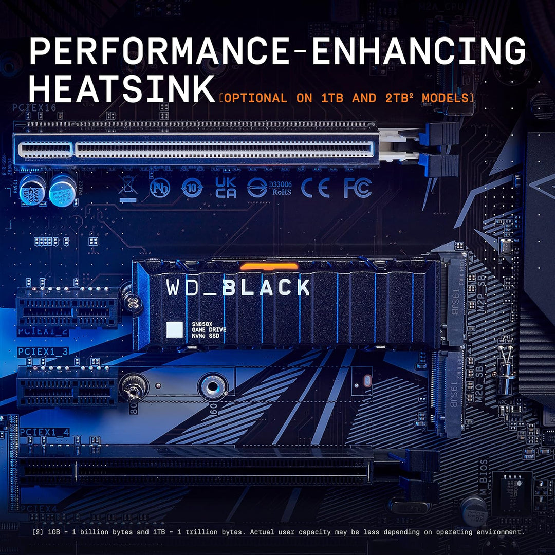 WD_BLACK SN850X NVMe SSD mit Heatsink 2 TB interne SSD (Gaming Speicher, PCIe Gen4-Technologie, Lese