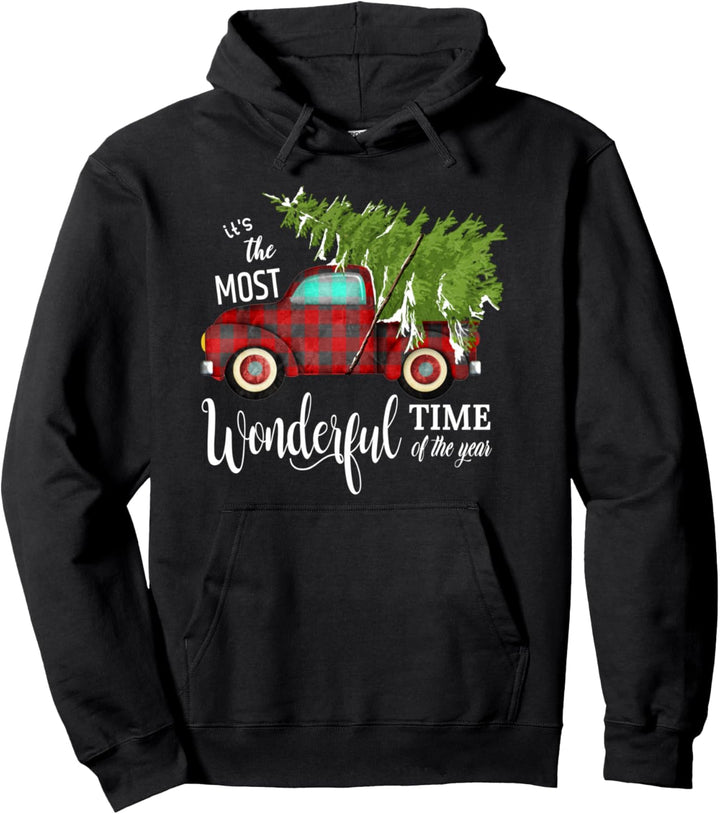 It's the Most Wonderful Time of the Year Vintage Xmas Tree Pullover Hoodie