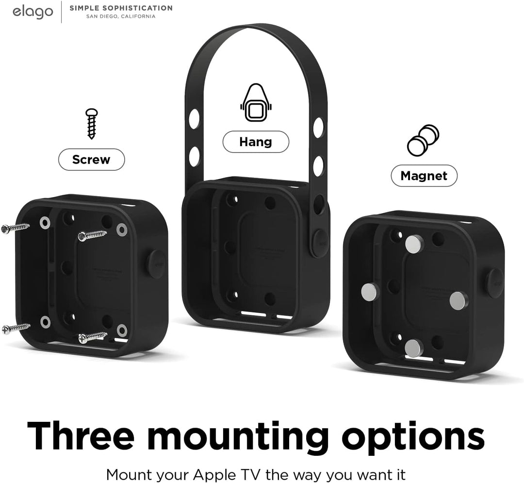 elago Mehrfachmontage Kompatibel mit Apple TV 4K 3rd Generation (2022) - 3 Montageoptionen: Magnet,