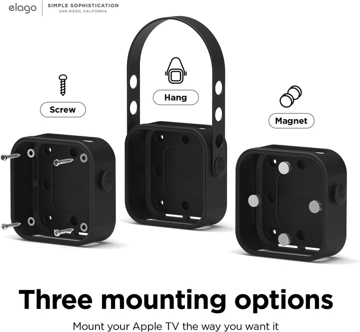 elago Mehrfachmontage Kompatibel mit Apple TV 4K 3rd Generation (2022) - 3 Montageoptionen: Magnet,