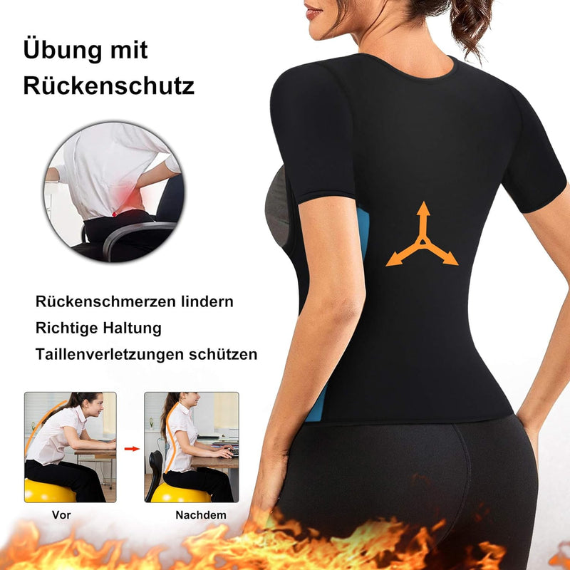 Bingrong Damen Sauna Effekt Anzug Fitness Taille Waist Trainer Neopren Shirt Top für Sport Workout K