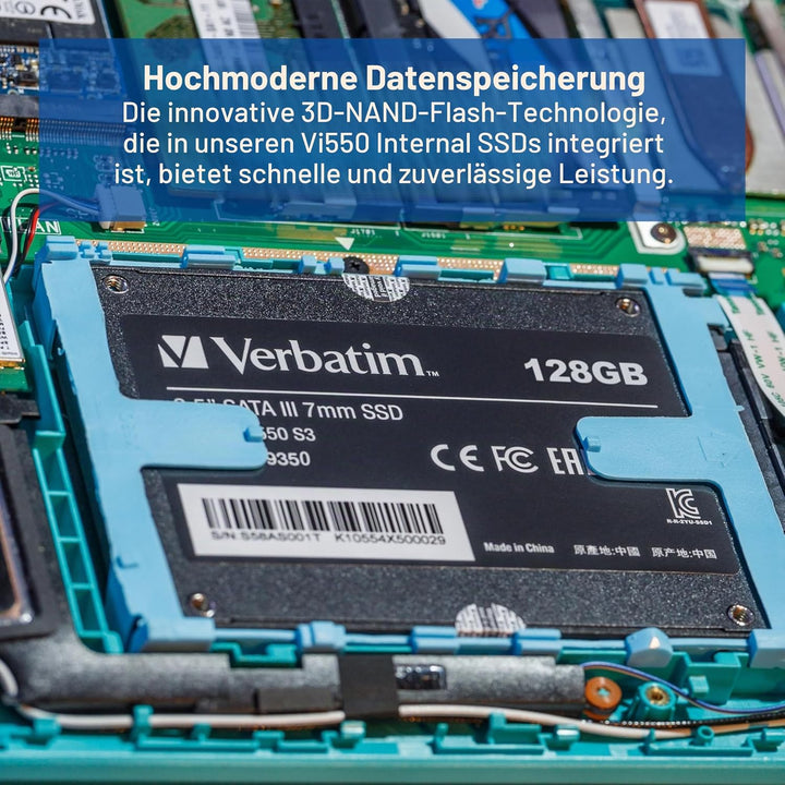 Verbatim Vi550 S3 SSD, internes SSD-Laufwerk mit 512 GB Datenspeicher, Solid State Drive mit 2,5'' S