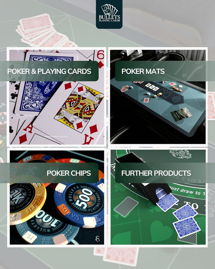 Bullets Playing Cards | Pokerkoffer Deluxe „Christopher“ mit 300 Plastik Pokerchips 12g | Pokerset m
