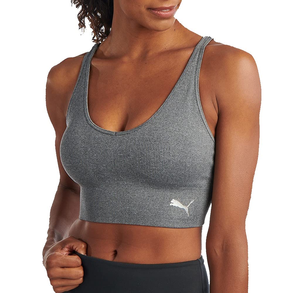 PUMA Damen Mirrored Seamless Sports Bra Mirrored Seamless Sports Bra M Medium Heather Grey, M Medium