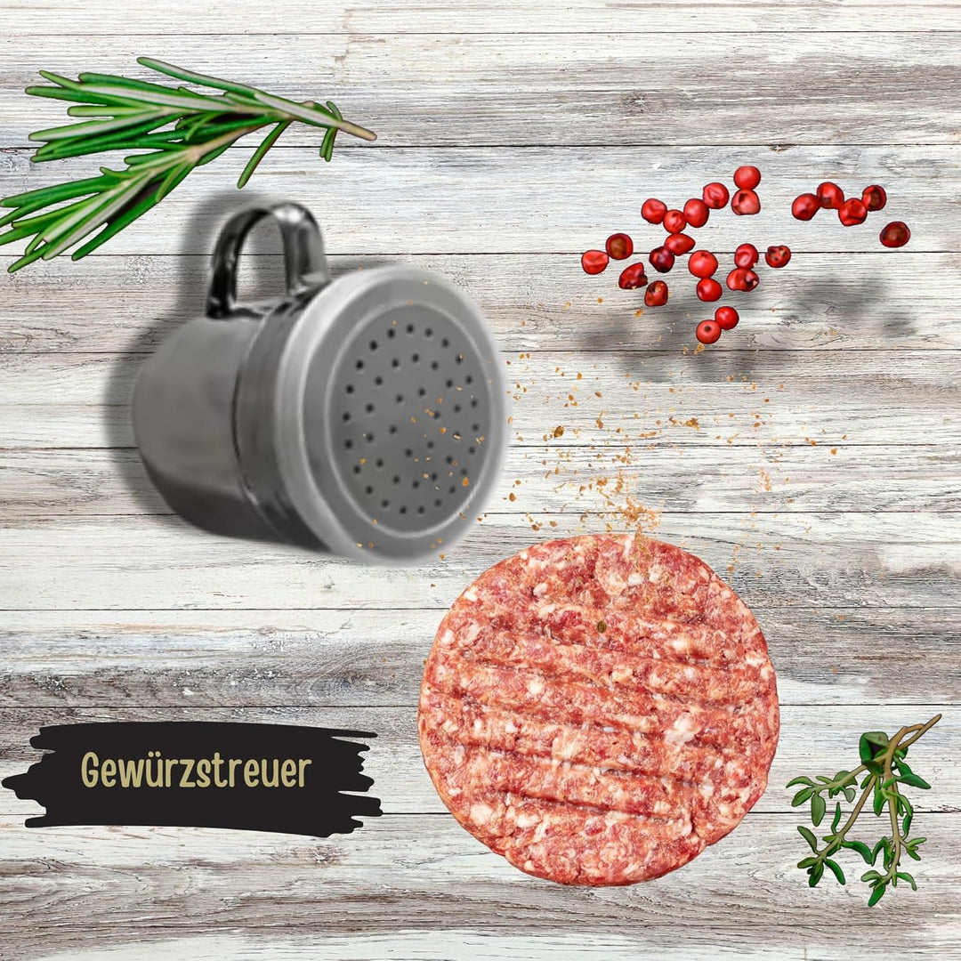 Smash Burgerpresse Edelstahl Set, Burgerpresse, Grillzange BBQ, Schmelzhaube Begiessdeckel, Burgerwe
