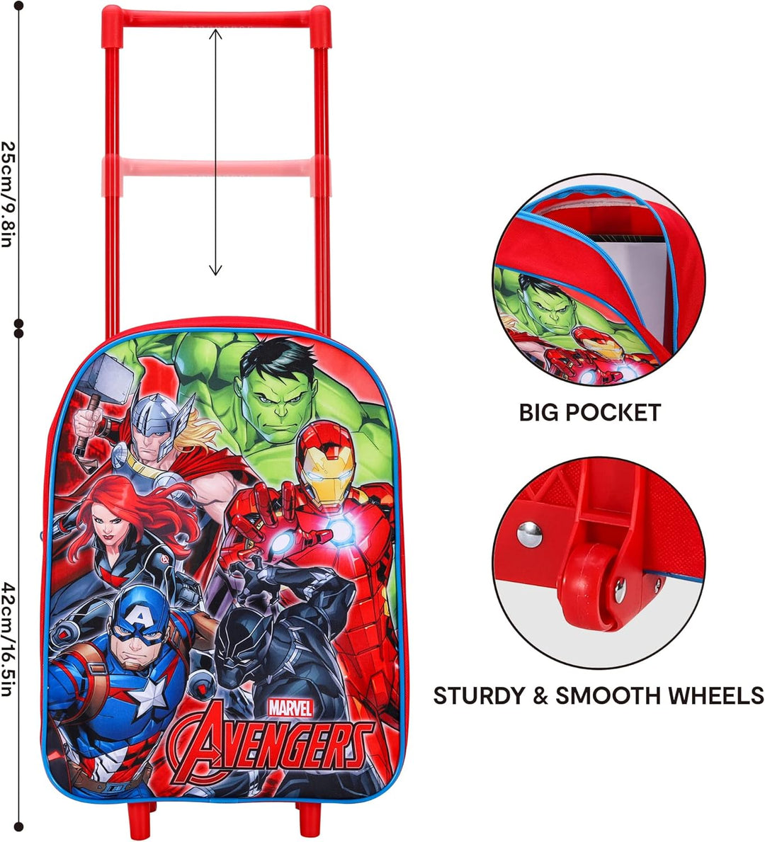 Marvel Avengers Kinderkoffer mit Rollen - Kinder Reise Trolley und Handgepäck - Handgepäck Trolley -