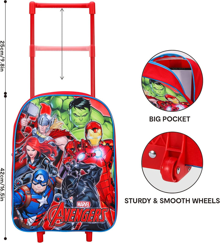 Marvel Avengers Kinderkoffer mit Rollen - Kinder Reise Trolley und Handgepäck - Handgepäck Trolley -