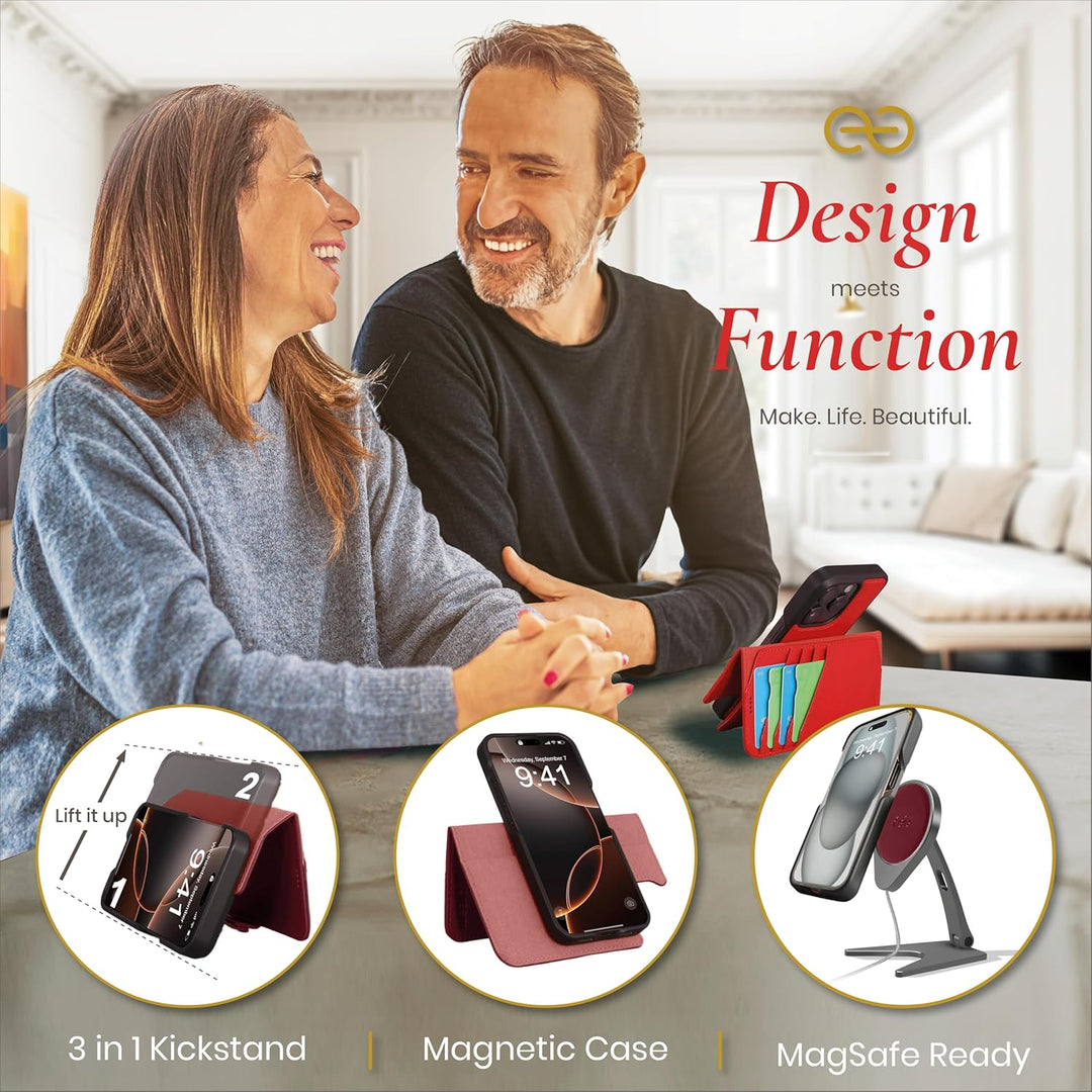 Dreem Fibonacci kompatibel mit iPhone 15 Pro Max Brieftaschen-Etui / 2-in-1 stossfestes Etui und abn
