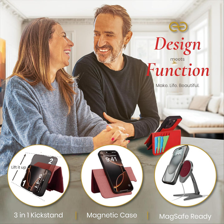 Dreem Fibonacci kompatibel mit iPhone 15 Pro Max Brieftaschen-Etui / 2-in-1 stossfestes Etui und abn