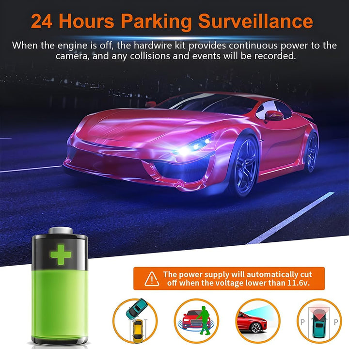 CGEAMDY Dashcam Ladegerät Netzkabel, Dash Cam Hardwire Kit, Mini USB Hard Wire Kit, Mit Niederspannu