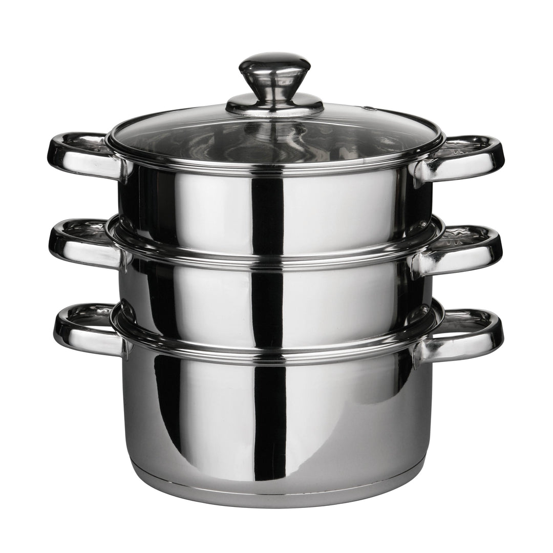 Premier Housewares Dampfgarer, Edelstahl, Glasdeckel, 28*22*22, Silver, 0408129 Dampfer, Dampfer