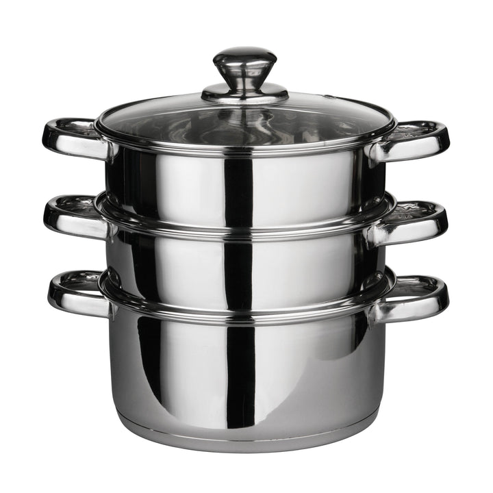 Premier Housewares Dampfgarer, Edelstahl, Glasdeckel, 28*22*22, Silver, 0408129 Dampfer, Dampfer
