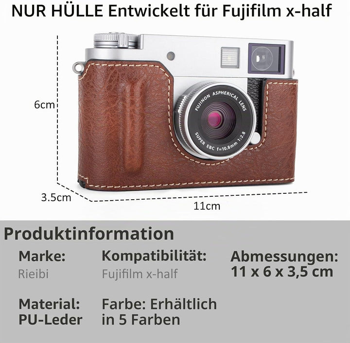 Rieibi x-half Case PU Leder Kameratasche für Fujifilm X Half Mirrorless Kamera Schutzhülle mit Verst