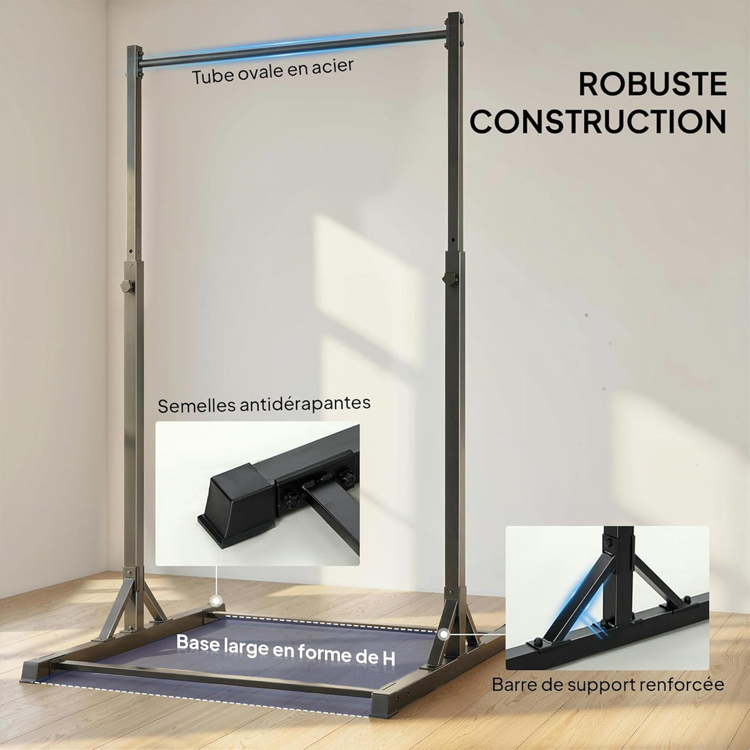 Soozier Tragbare Klimmzugstation 8-stufig verstellbar 440LBS Schwarz | Klimmzugstange, multifunktion