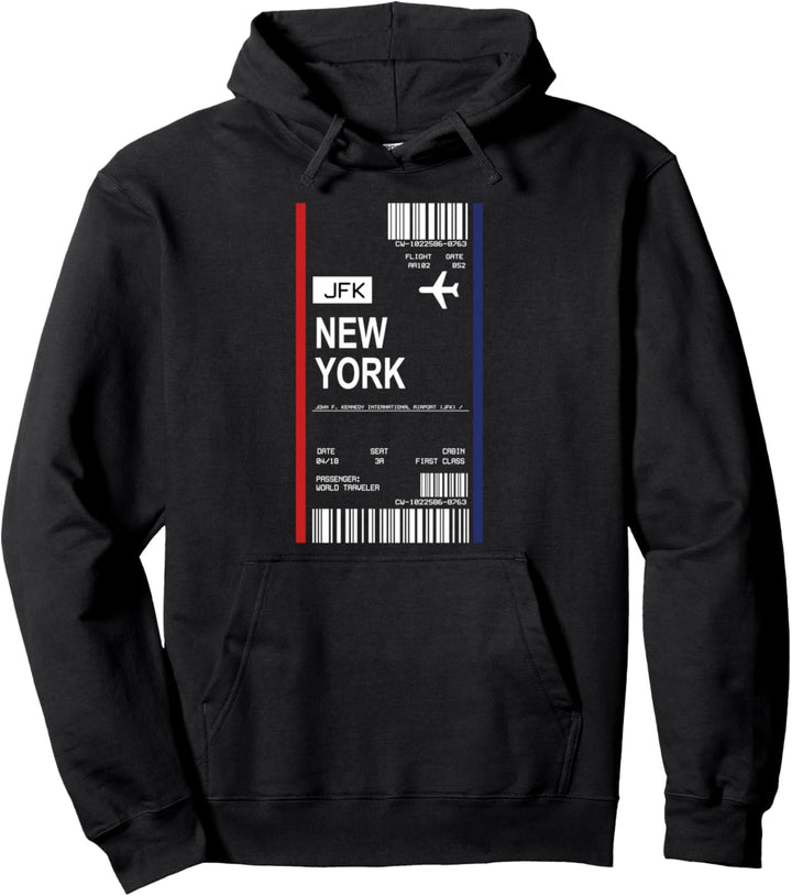 Bordkarte Flugticket New York Flughafen Passagier Fluggast Pullover Hoodie