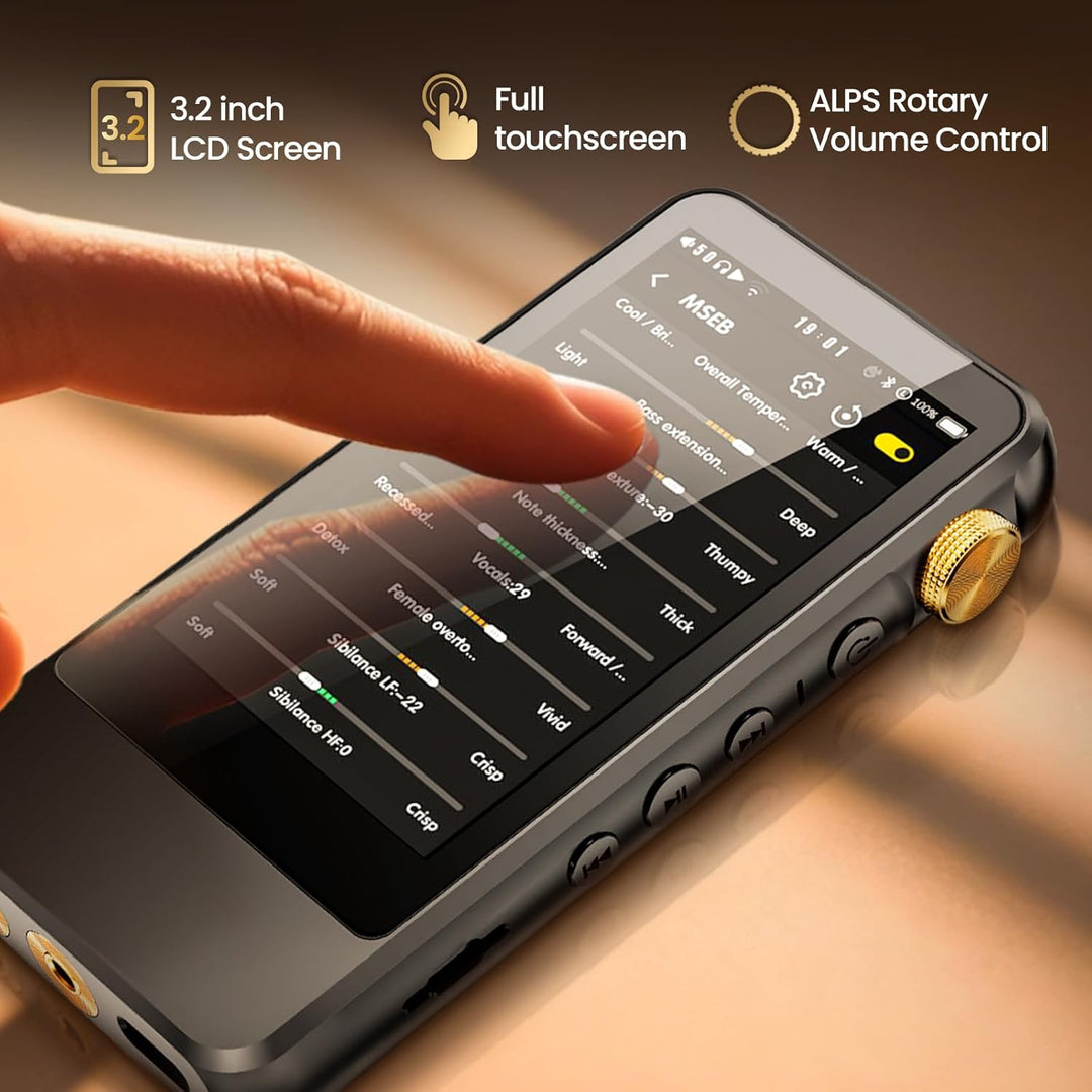 HIFI WALKER H20 Pro Hi-Res MP3 Player mit Bluetooth, 64GB microSD Karte, Lossless Musikplayer mit Du