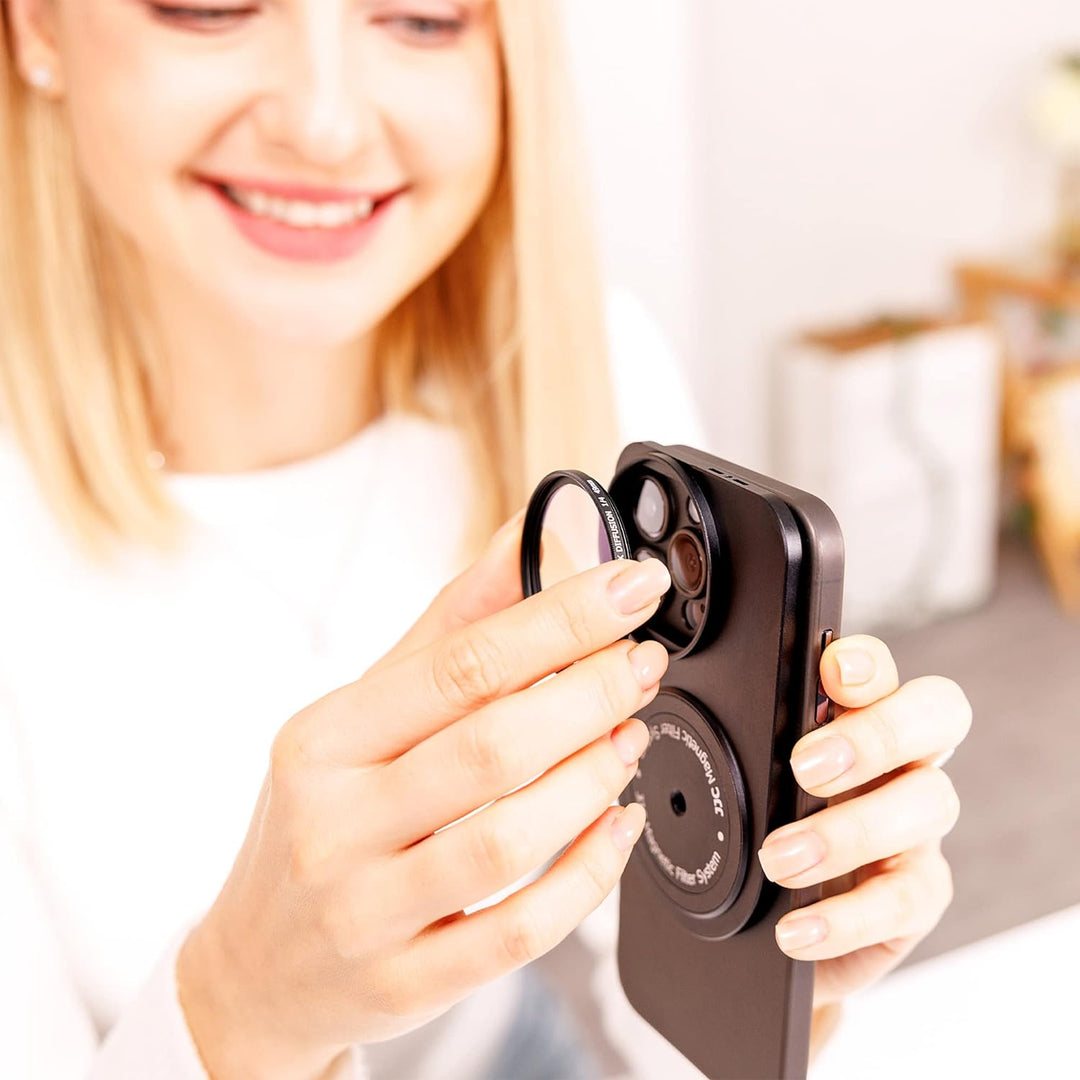 JJC Handy Filterhalterung für iPhone 15 Pro 14 Pro 13 Pro Halterung 49mm Filter, magnetischer Filter