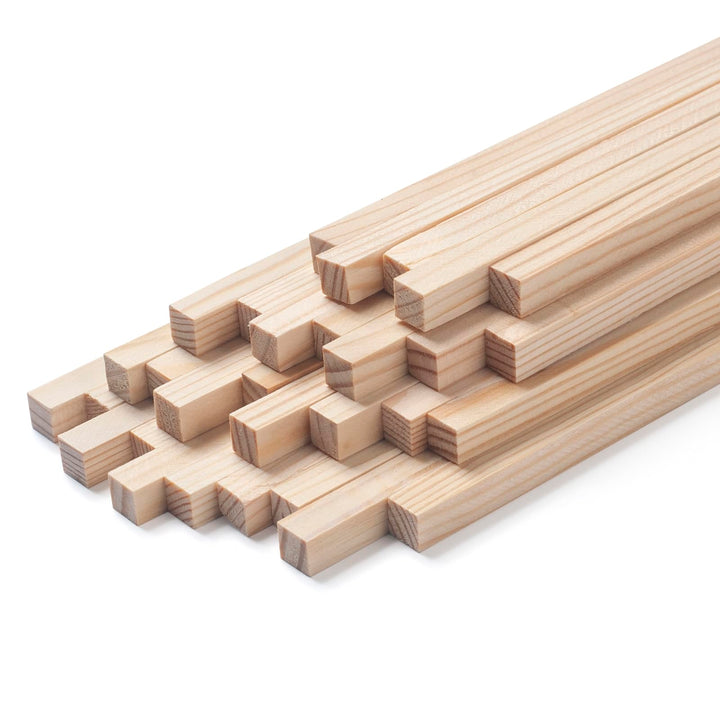 Quadratische Holzdübel, 5/16 Zoll x 38 cm, 30 Stück, unlackierte Hartholzstäbe zum Basteln 5/16"×15"