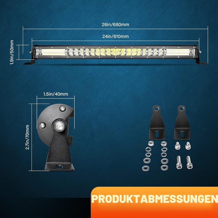 Willpower 24 Zoll 61CM 216W Led Arbeitsscheinwerfer Bar Flutlicht Spot Combo Led Scheinwerfer 12V 24