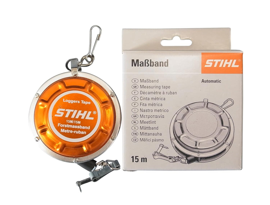 STIHL 0000 881 0800 Forstmassband in Metallgehäuse Selbstaufrollend mit einer Länge von 15 Meter