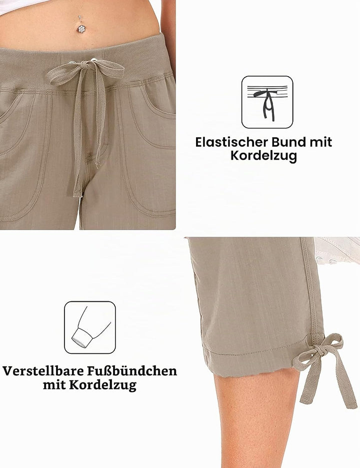 JINSHI Hosen Damen Sommer Cargohose 3/4 Hose Caprihose Wanderhose 6 Taschen | Leicht, Atmungsaktiv,M