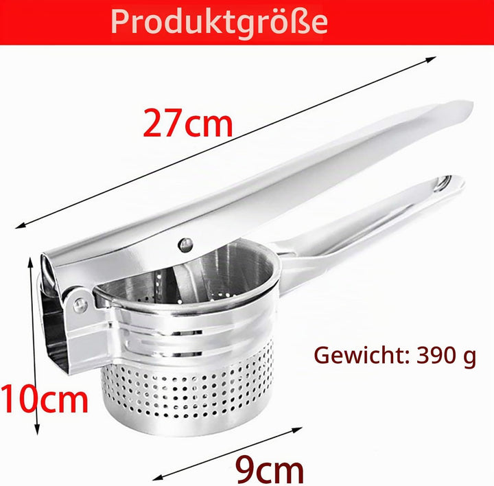 Kartoffelpresse Edelstahl Kartoffelstampfer Stampfer - 1 Stück, Robuster Kartoffelstampfer, Grosser