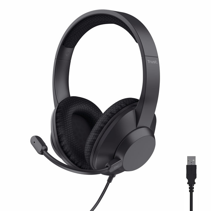 Trust Ayda Max USB Headset mit Mikrofon Over-Ear, Noise Cancelling ENC Mikrofon, Kopfhörer mit Kabel