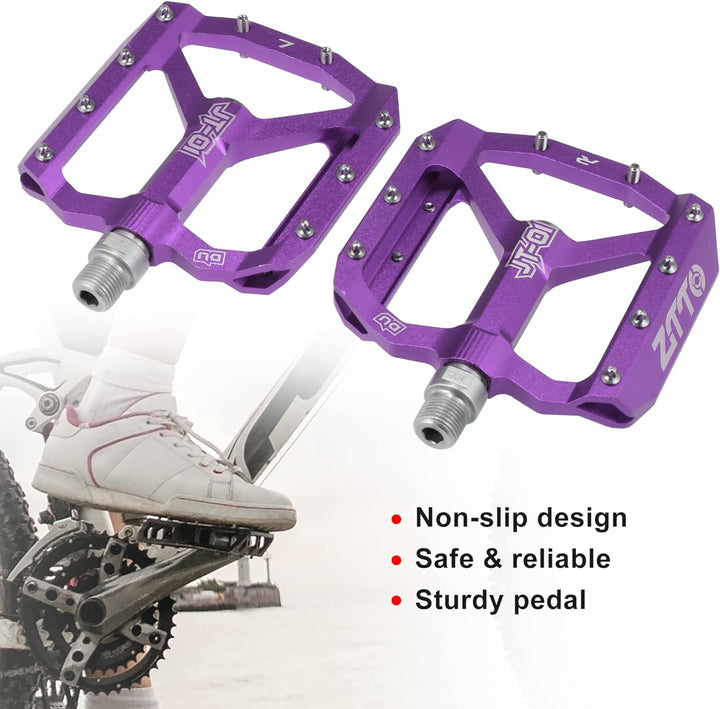 X AUTOHAUX 1 Paar Anti-Rutsch Pedale Plattform Flache Fahrradpedale 9/16" Lila
