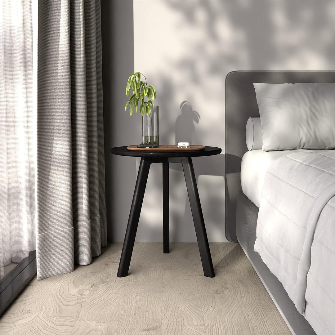 Beistelltisch Rund Walnussholz Massivholz Minimales Dunkles Holz Beistelltisch Skandinavischer Beist
