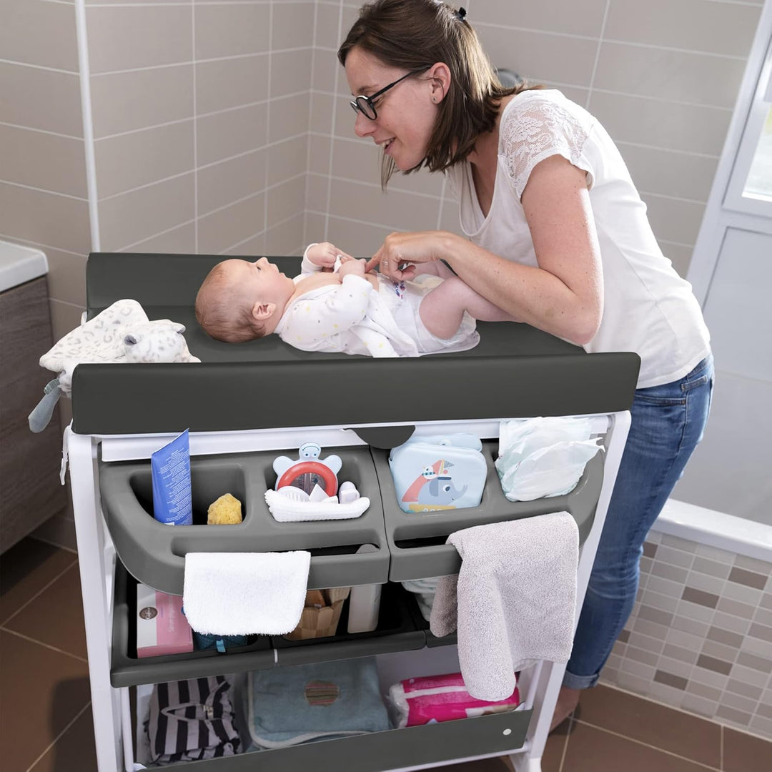 Bebeconfort Dolphy Wickelkommode & Badewanne, mobiler 2-in-1 Wickel- & Badewagen für Babys, mit inte