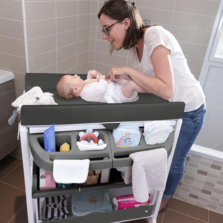 Bebeconfort Dolphy Wickelkommode & Badewanne, mobiler 2-in-1 Wickel- & Badewagen für Babys, mit inte