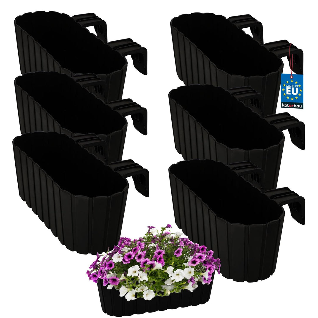 KOTARBAU® 6er Set Blumenkasten für Balkon - 40 x 15 x 15 cm - Blumenkasten für Balkongeländer - Balk