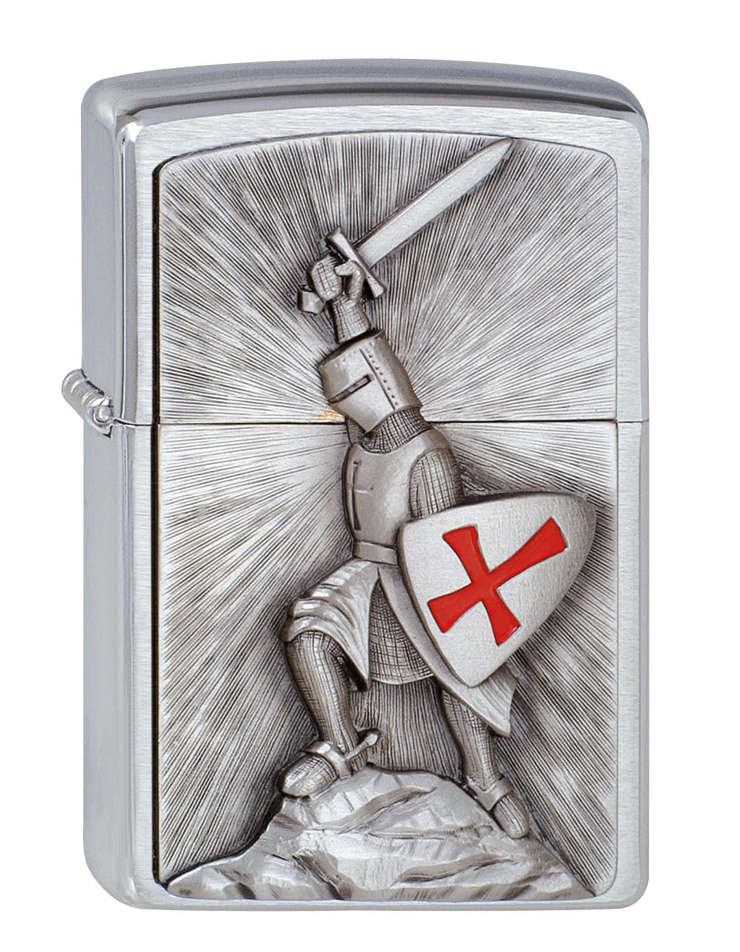Zippo 1300103 200 Crusade Victory Feuerzeug,Messing,Brushed Chrome,1 x 3,5 x 5,5 cm, Brushed Chrome