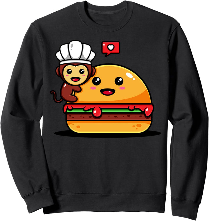Koch Affe liebe Hamburger Kawaii Sweatshirt