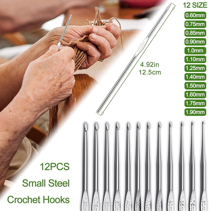 Coopay 58 Stück Häkelset für Anfänger, Inklusive Häkelnadeln mit Weicher Griff, Spitze Häkelnadel, H