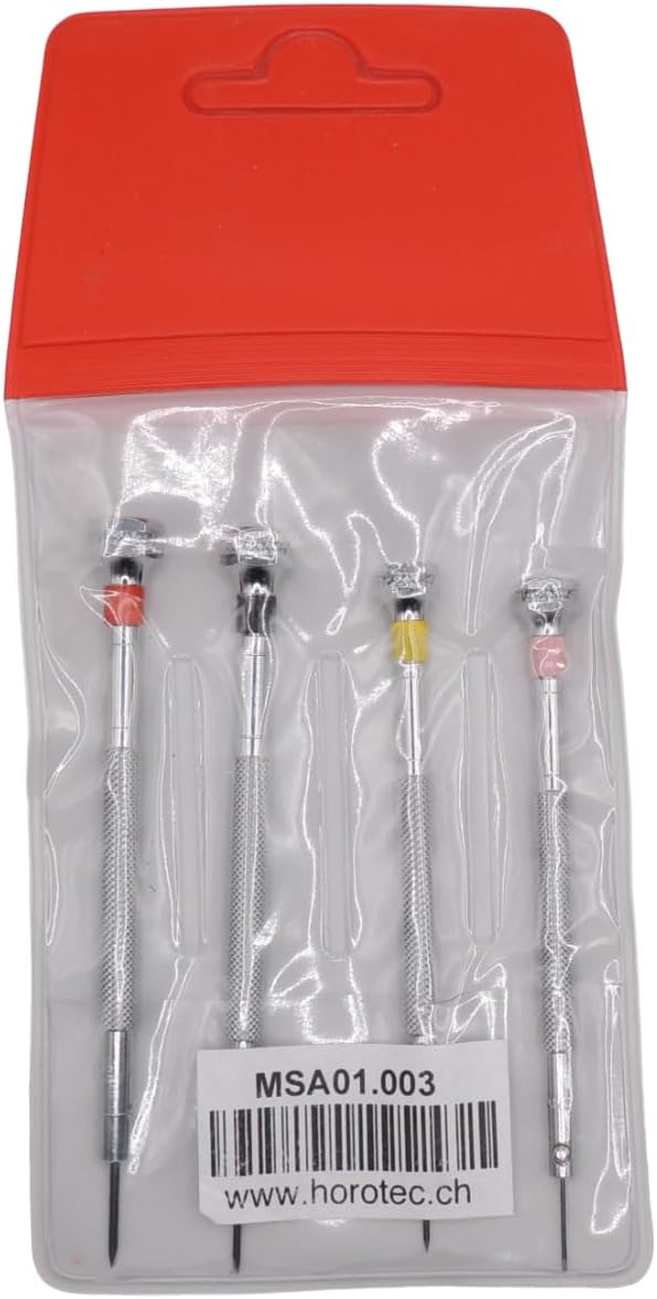 KD89 Horotec MSA01.003 – Sortiment mit 4 klassischen Uhrmacher-Schraubendrehern, Messing, verchromt,