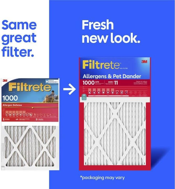Filtrete 20x24x1 Luftfilter, MPR 1000, MERV 11, Micro Allergen Defense 3 Monate Plissee 1 Zoll Luftf