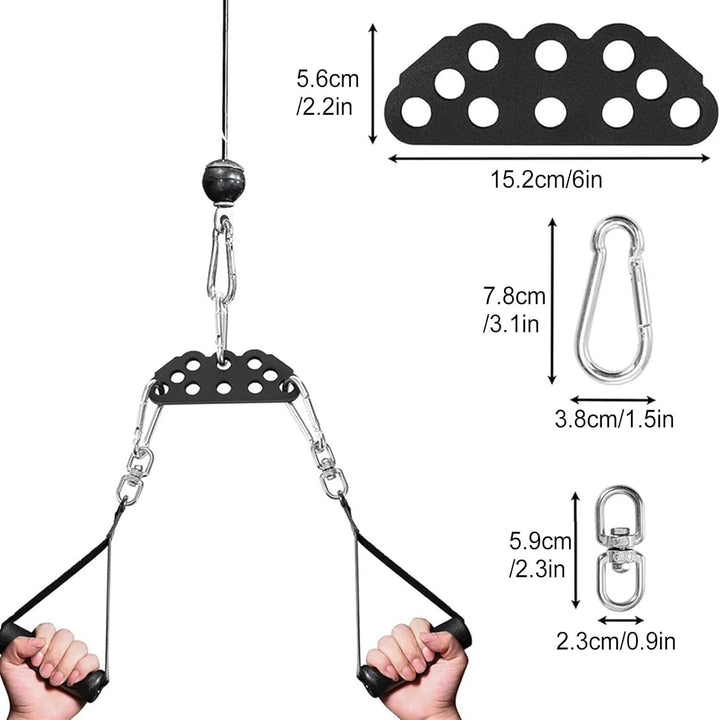 Gym Zubehör Für Kabelzug - Pull-Down Spreader Bar,Verstellbare Doppel Zu Einzel Rollen Adapterplatte