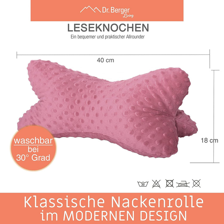 Dr. Berger Leseknochen Nackenrolle Lesekissen 40x18 cm Minky Design - 380g Baumwolle extra flauschig