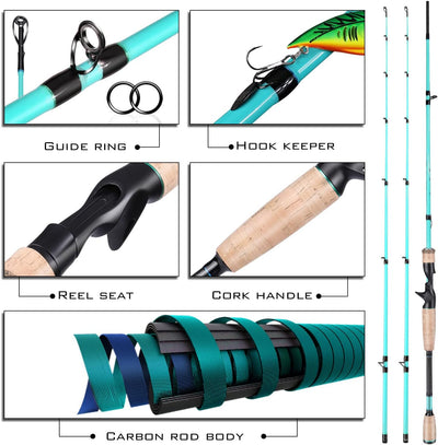 Sougayilang Baitcaster Combos, Leichte Baticasting Combo, 2 Abschnitte M/MH Baitcasting Rod Combo, 5