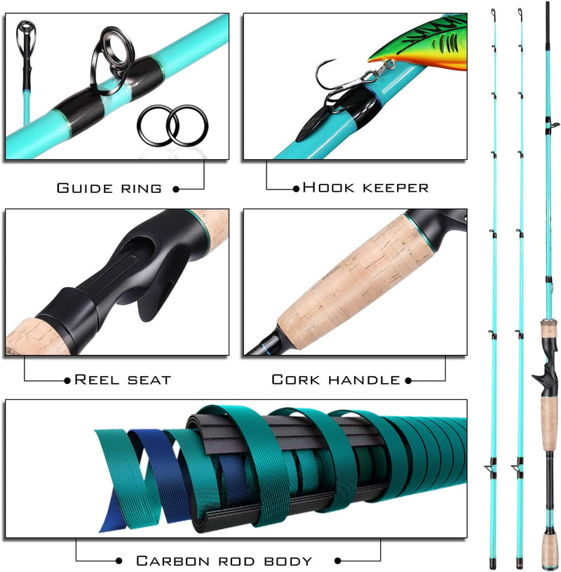 Sougayilang Baitcaster Combos, Leichte Baticasting Combo, 2 Abschnitte M/MH Baitcasting Rod Combo, 5
