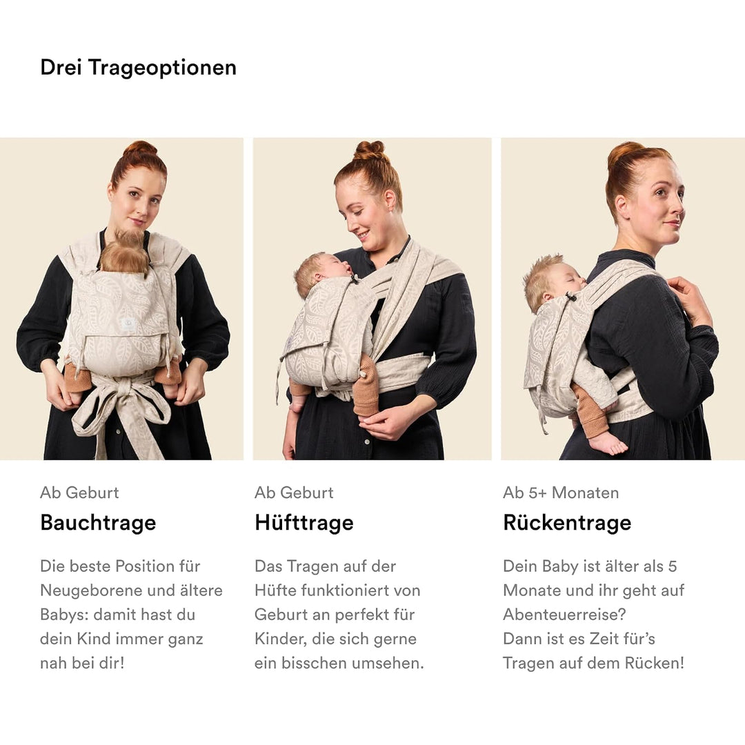 Stokke Limas Babytrage Floral Beige (OCS) - Half Buckle Babytrage für Neugeborenee - Drei Trageoptio