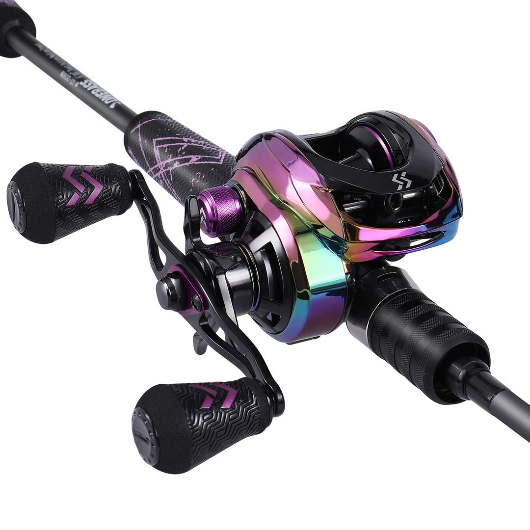 One Bass Angelrute und Angelrolle, Baitcasting-Kombination mit SuperPolymer-Griff, Schwarz 6'6"Mediu