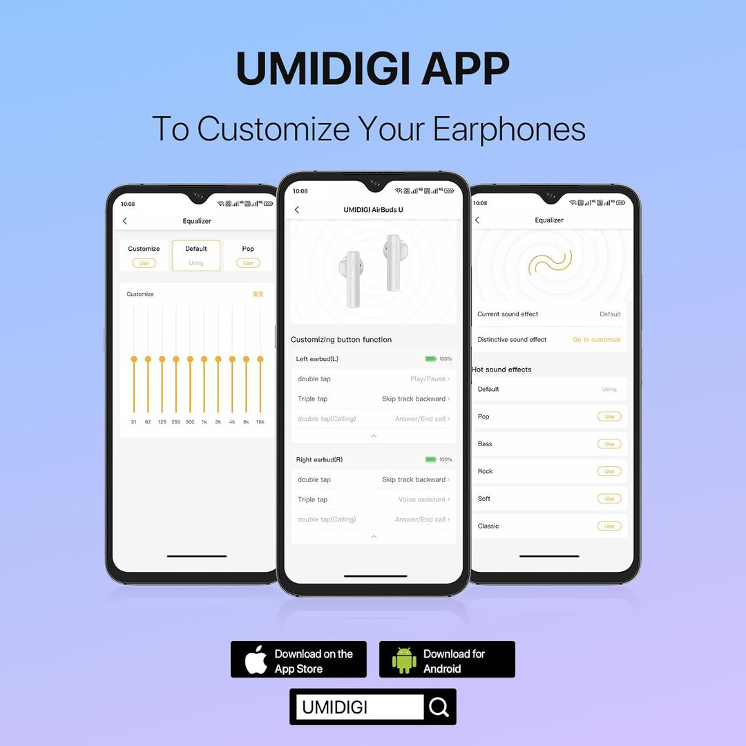 UMIDIGI Bluetooth Kopfhörer, Bluetooth 5.1 In-Ear Kopfhörer, Wasserdicht, Touch Control, 24 Stunden