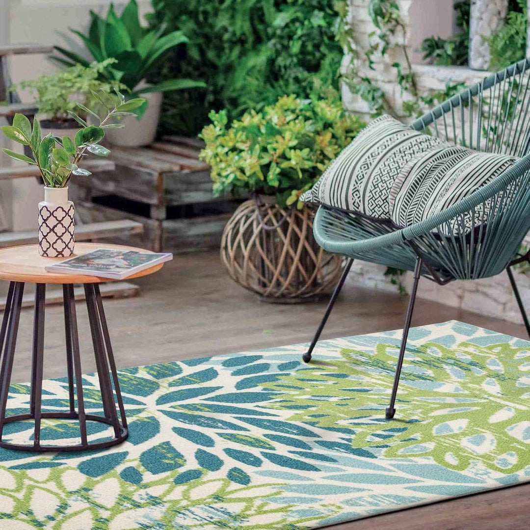 TALETA Kleiner Teppich Outdoor, Teppich für Balkon, Outdoor Teppich grün, Outdoorteppich für Terrass