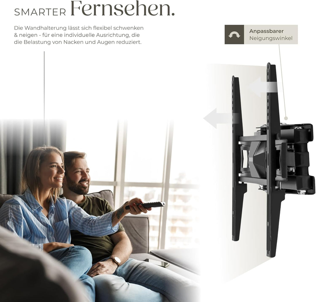 tectake® TV Wandhalterung schwenkbar, Fernseher Halterung neigbar, Monitor Halterung, Bildschirmhalt
