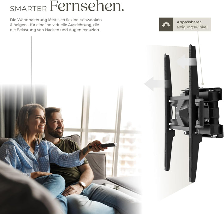 tectake® TV Wandhalterung schwenkbar, Fernseher Halterung neigbar, Monitor Halterung, Bildschirmhalt